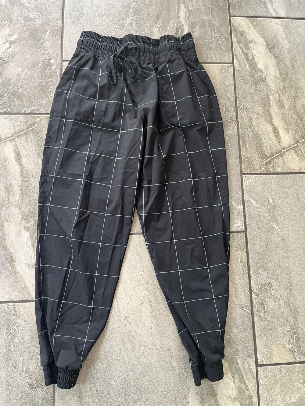 🖤 Albion Destination Joggers Size Medium Black White Windowpane Grid Golf